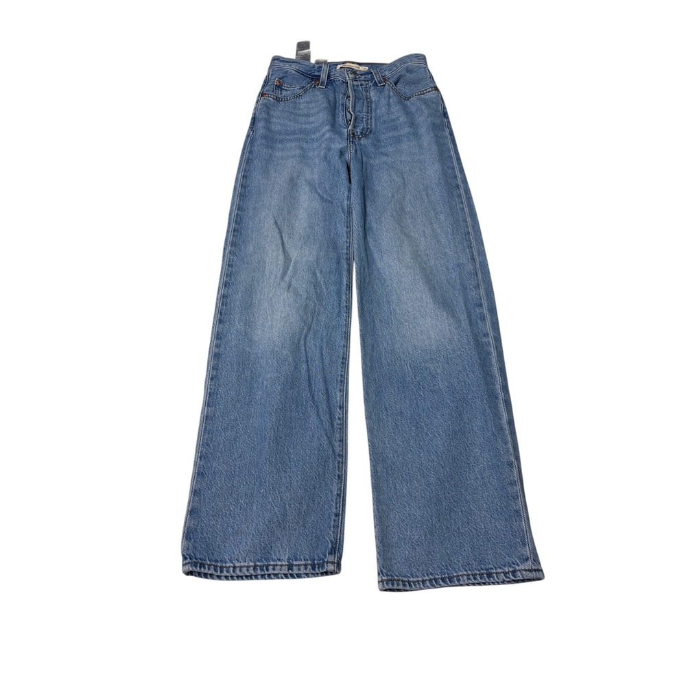 Levis Premium Big E Ribcage Straight Ankle Jeans Womens W25 L29 Blue Denim